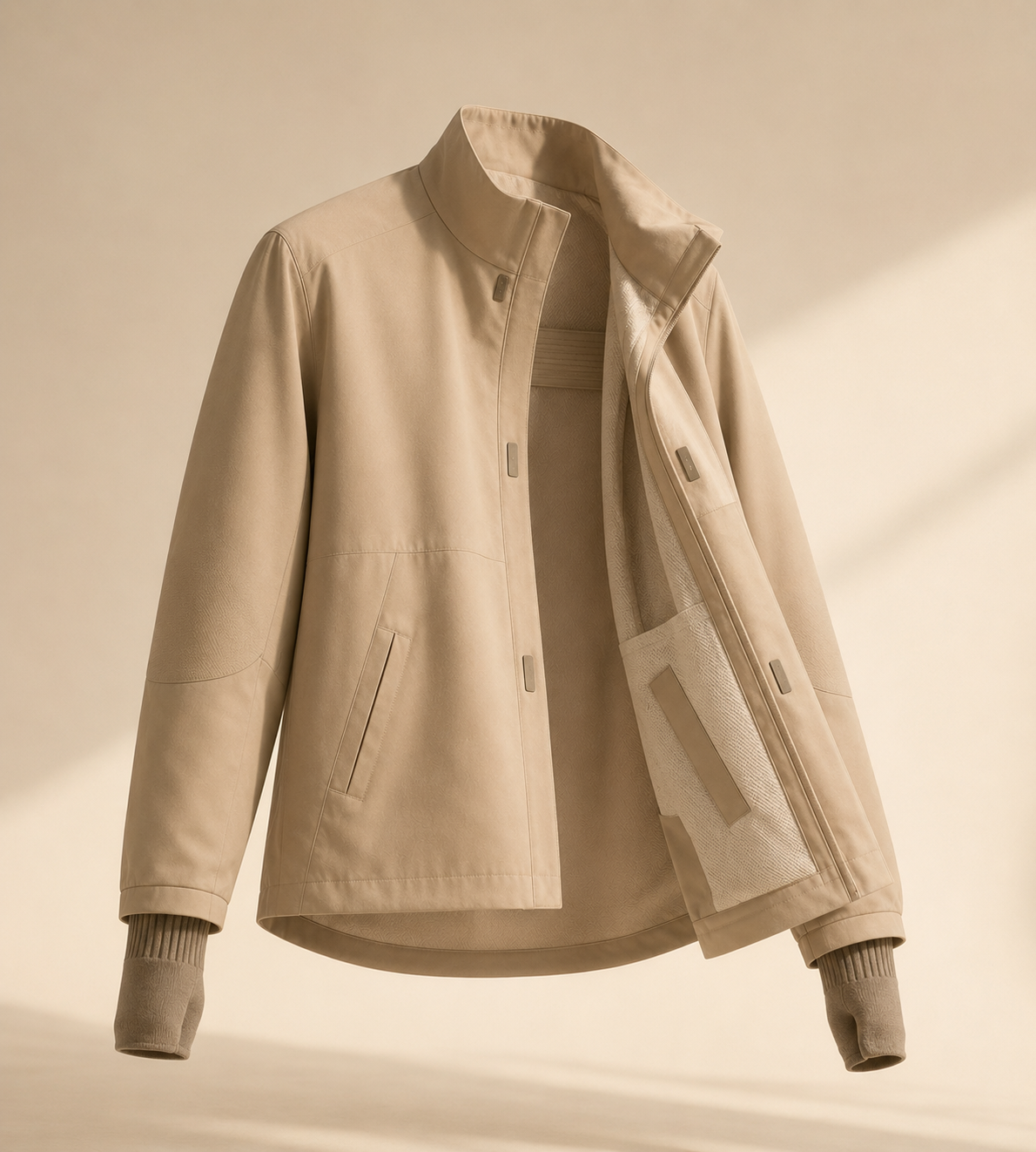 Eunoia concept jacket in warm sand tones